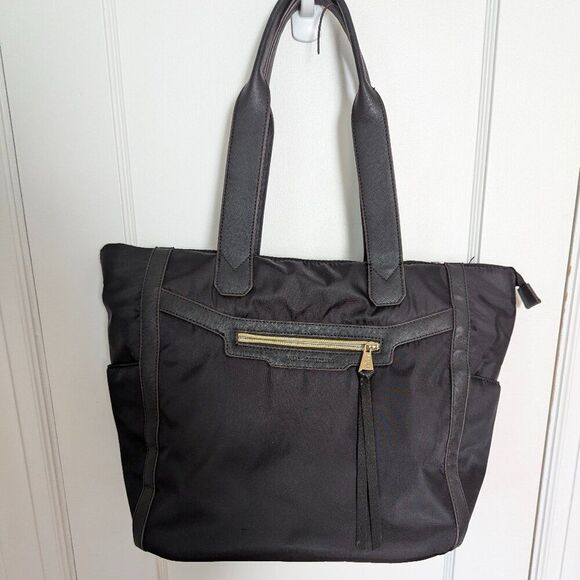 Aimee Kestenberg | Black Nylon Travel Tote Bag with Gold Hardware - Picture 1 of 13